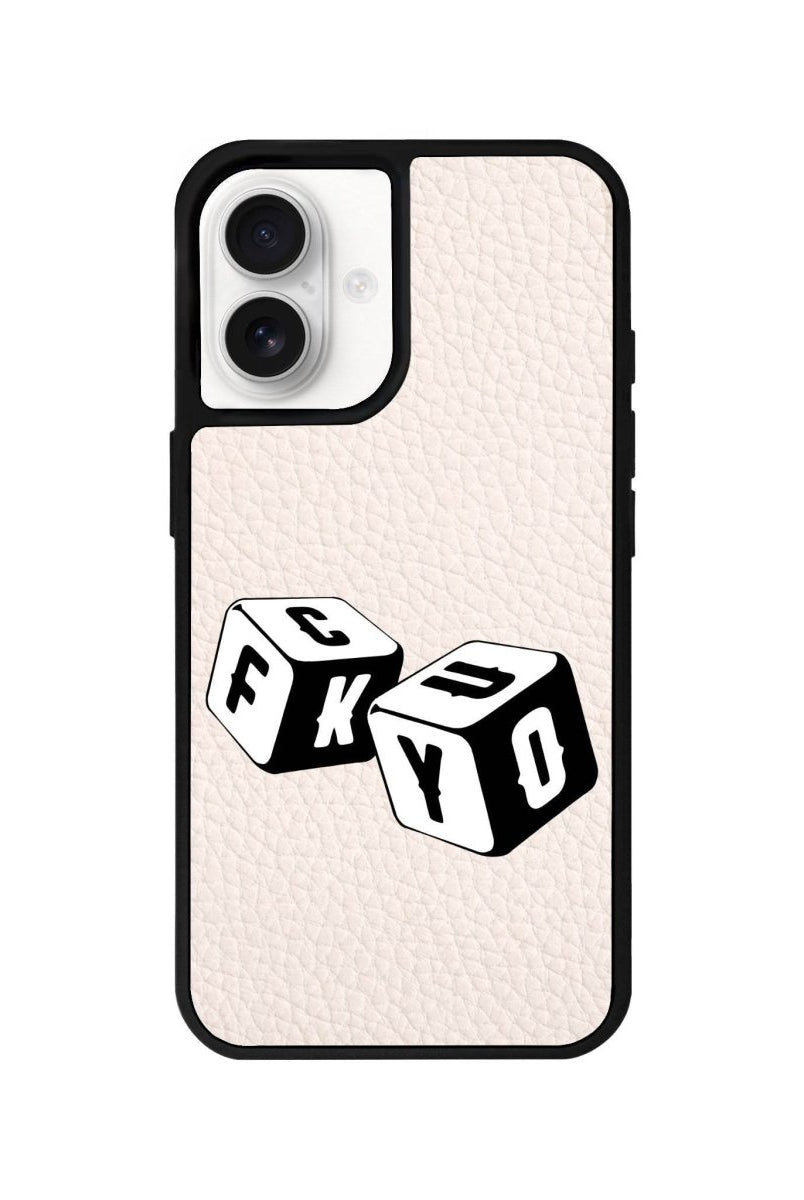 iPhone 16 Fck You Leather Vegan Deri Telefon Kılıfı Bej - SUMTHINCS