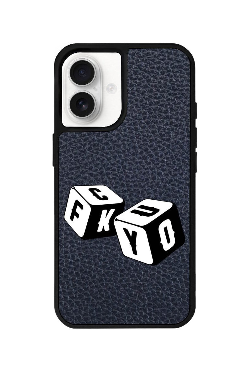 iPhone 16 Fck You Leather Vegan Deri Telefon Kılıfı Pasifik Mavi - SUMTHINCS