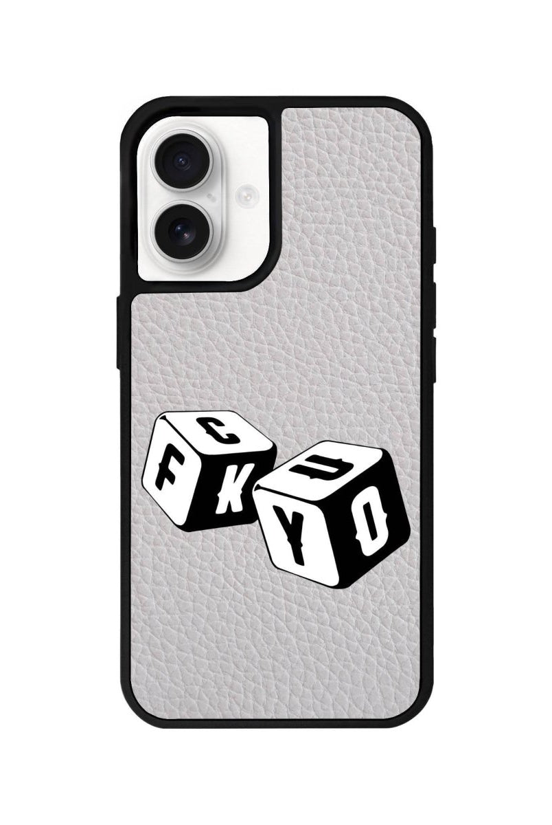 iPhone 16 Fck You Leather Vegan Deri Telefon Kılıfı Gri - SUMTHINCS