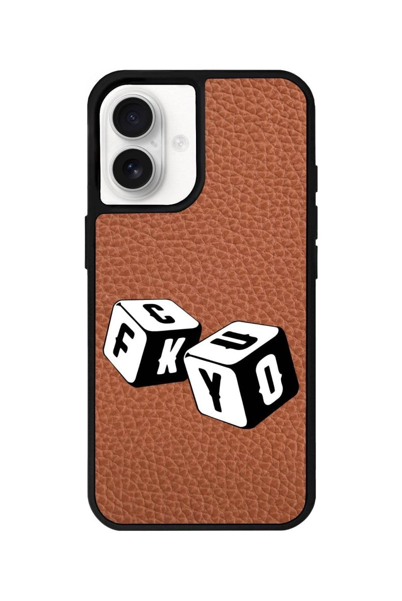 iPhone 16 Fck You Leather Vegan Deri Telefon Kılıfı Kahverengi - SUMTHINCS