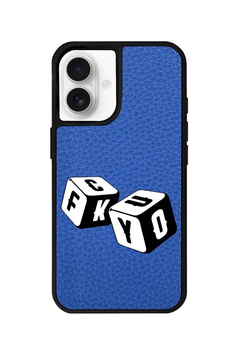 iPhone 16 Fck You Leather Vegan Deri Telefon Kılıfı Mavi - SUMTHINCS
