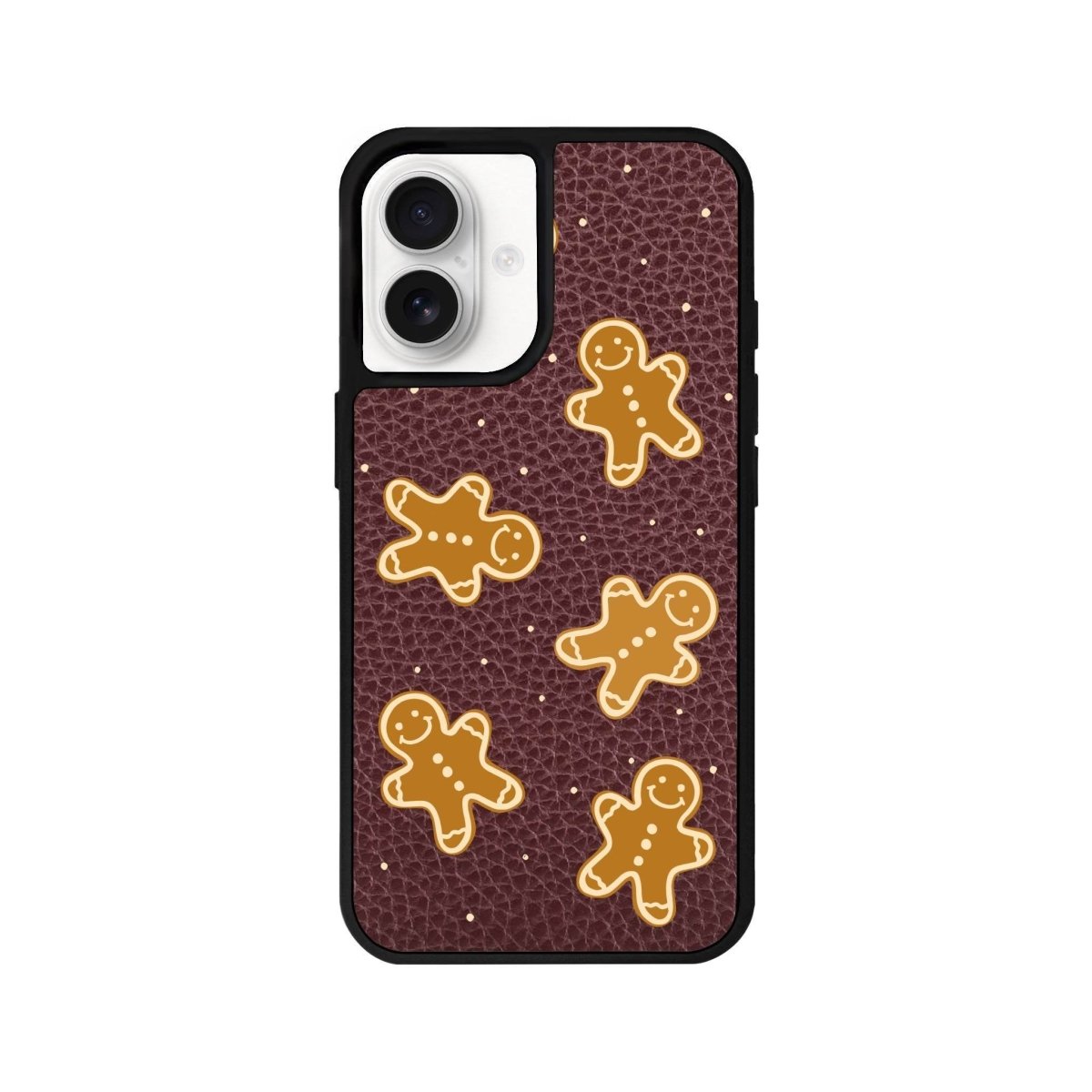 iPhone 16 Gingerbread Man Leather Vegan Deri Telefon Kılıfı Bordo - SUMTHINCS