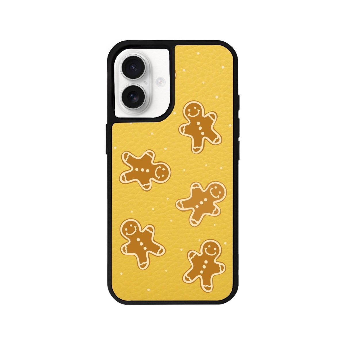 iPhone 16 Gingerbread Man Leather Vegan Deri Telefon Kılıfı Sarı - SUMTHINCS
