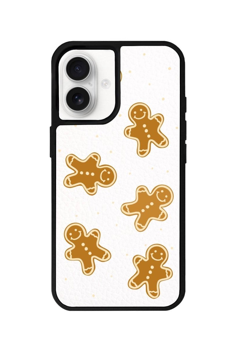 iPhone 16 Gingerbread Man Leather Vegan Deri Telefon Kılıfı Beyaz - SUMTHINCS