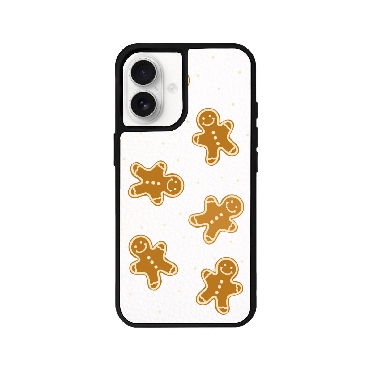 iPhone 16 Gingerbread Man Leather Vegan Deri Telefon Kılıfı Beyaz - SUMTHINCS