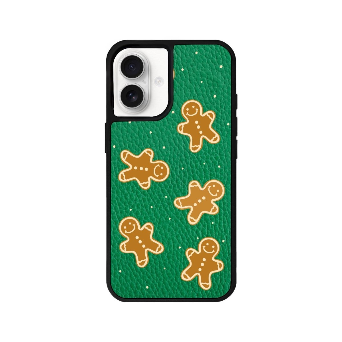 iPhone 16 Gingerbread Man Leather Vegan Deri Telefon Kılıfı Yeşil - SUMTHINCS
