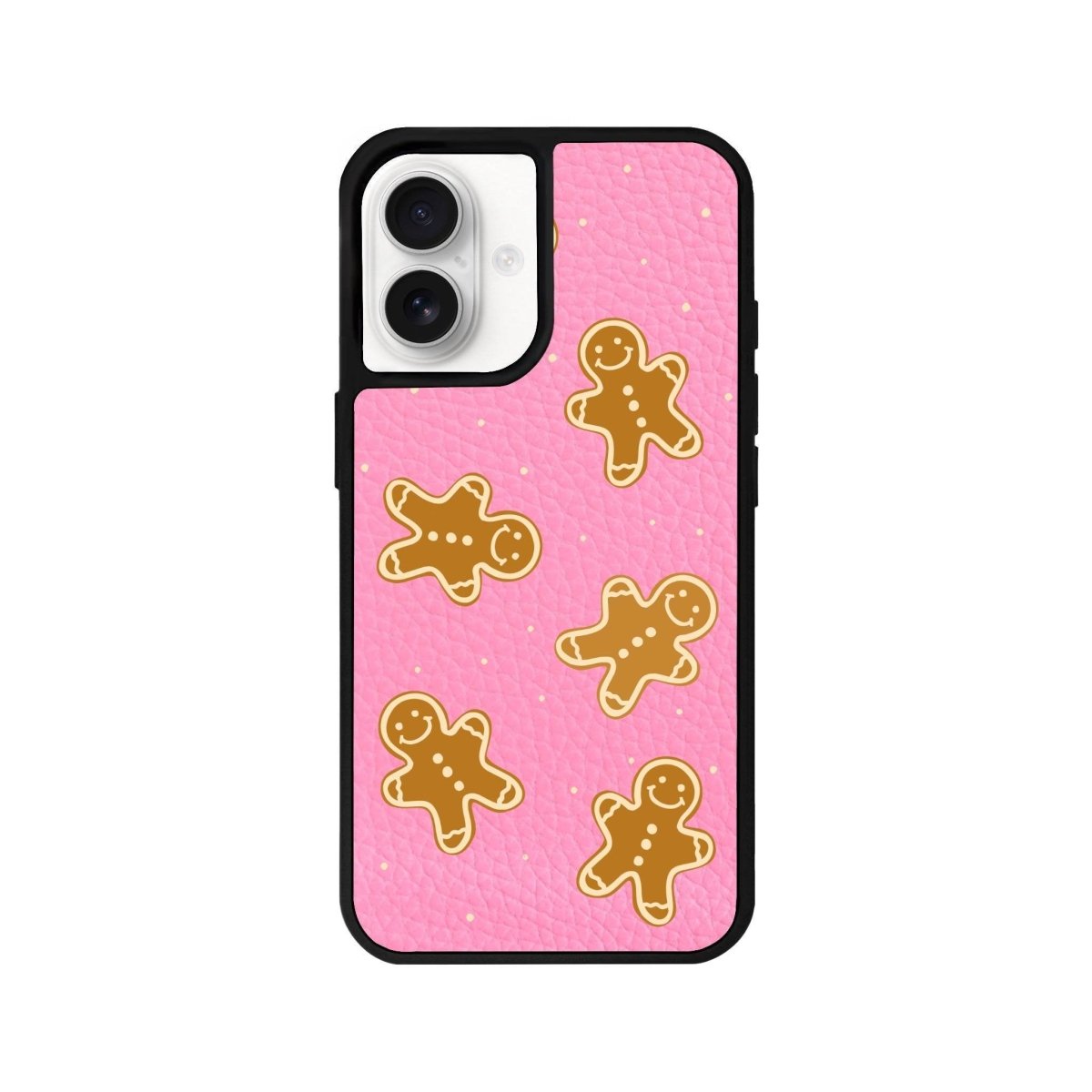 iPhone 16 Gingerbread Man Leather Vegan Deri Telefon Kılıfı Pembe - SUMTHINCS