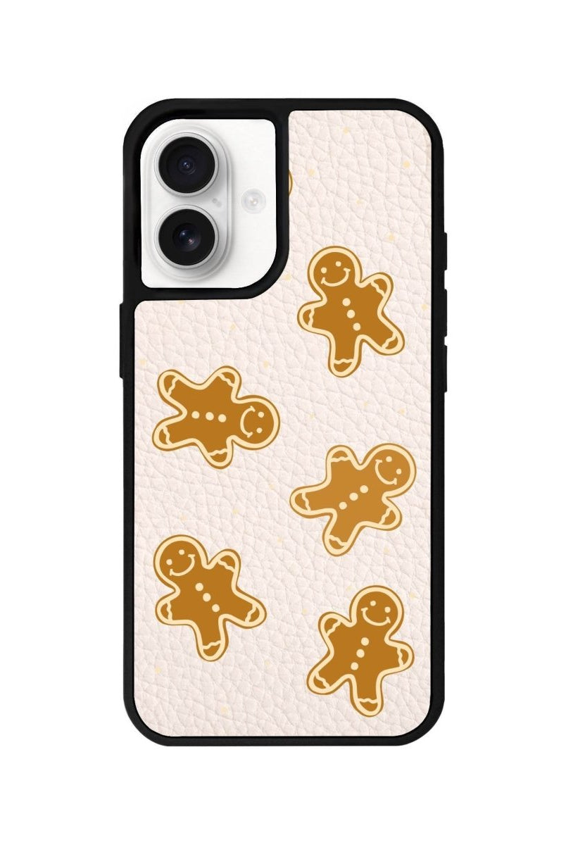 iPhone 16 Gingerbread Man Leather Vegan Deri Telefon Kılıfı Bej - SUMTHINCS