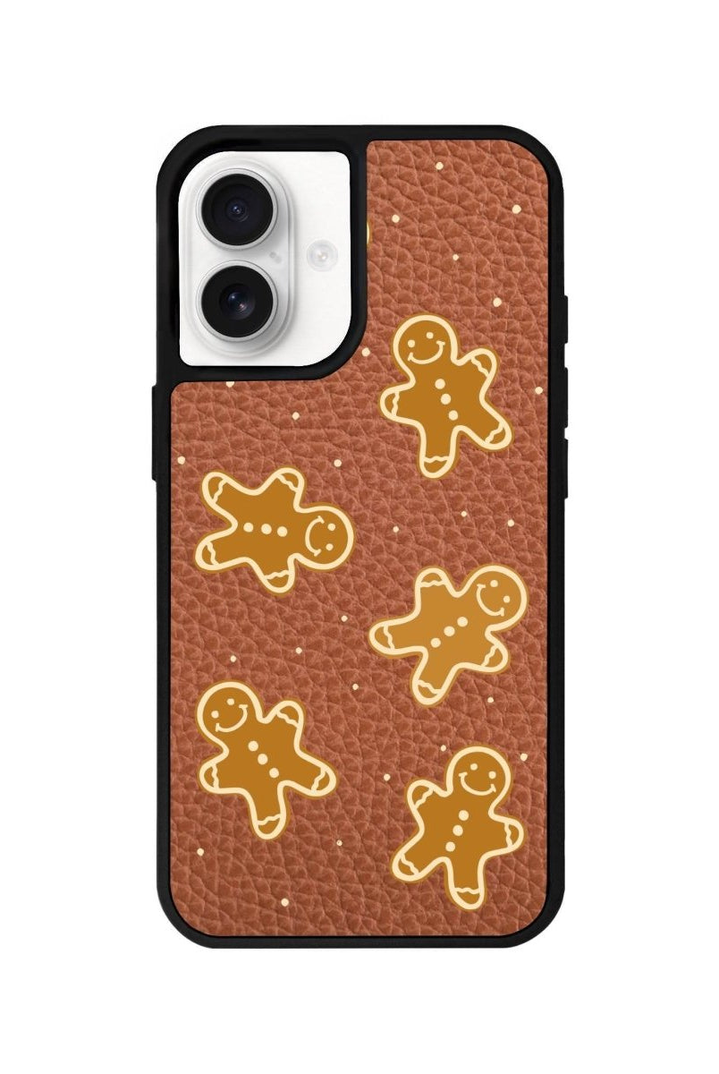 iPhone 16 Gingerbread Man Leather Vegan Deri Telefon Kılıfı Kahverengi - SUMTHINCS