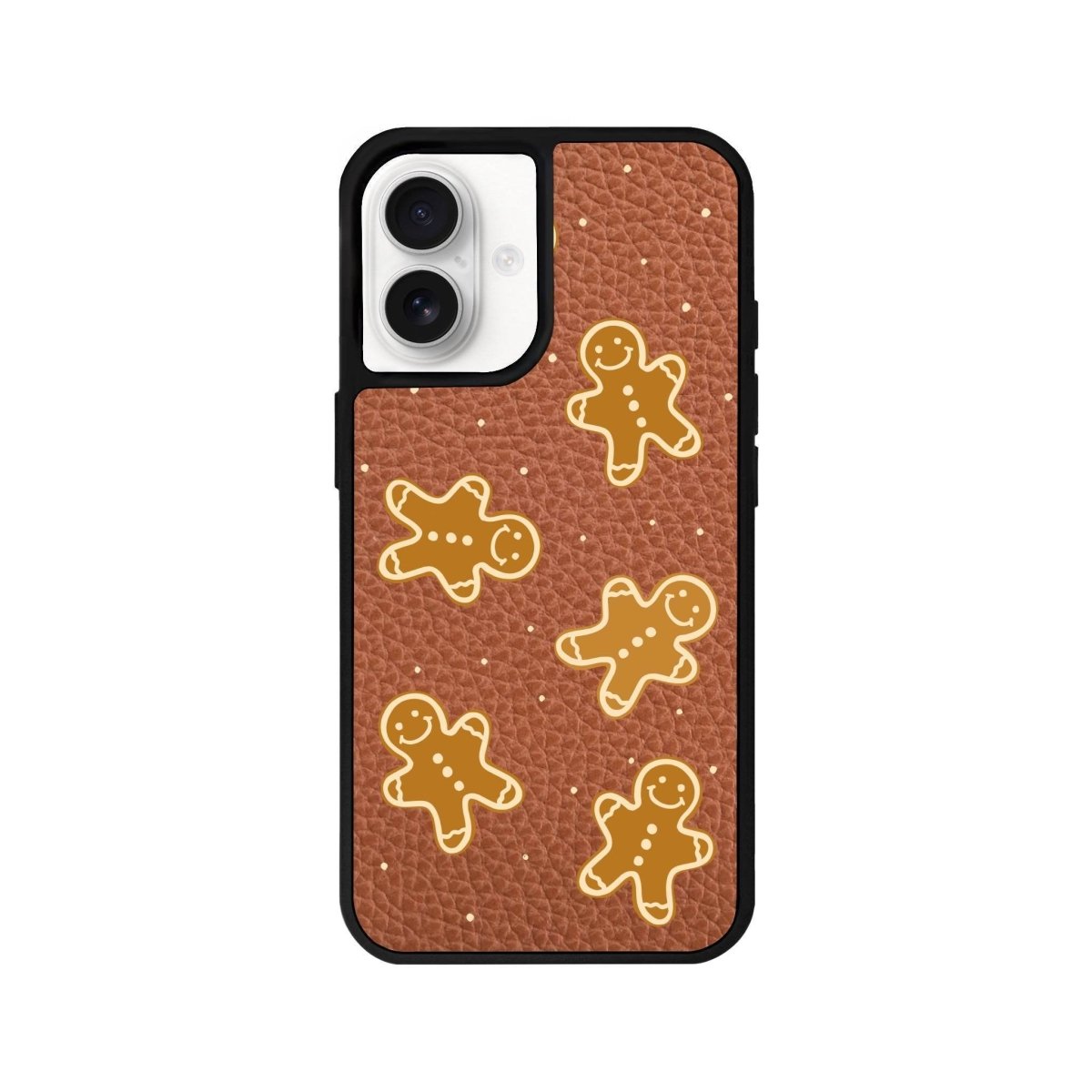 iPhone 16 Gingerbread Man Leather Vegan Deri Telefon Kılıfı Kahverengi - SUMTHINCS