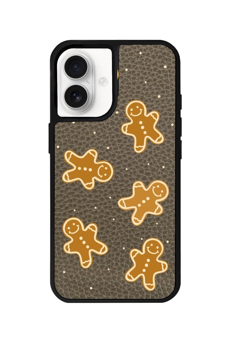 iPhone 16 Gingerbread Man Leather Vegan Deri Telefon Kılıfı Haki - SUMTHINCS