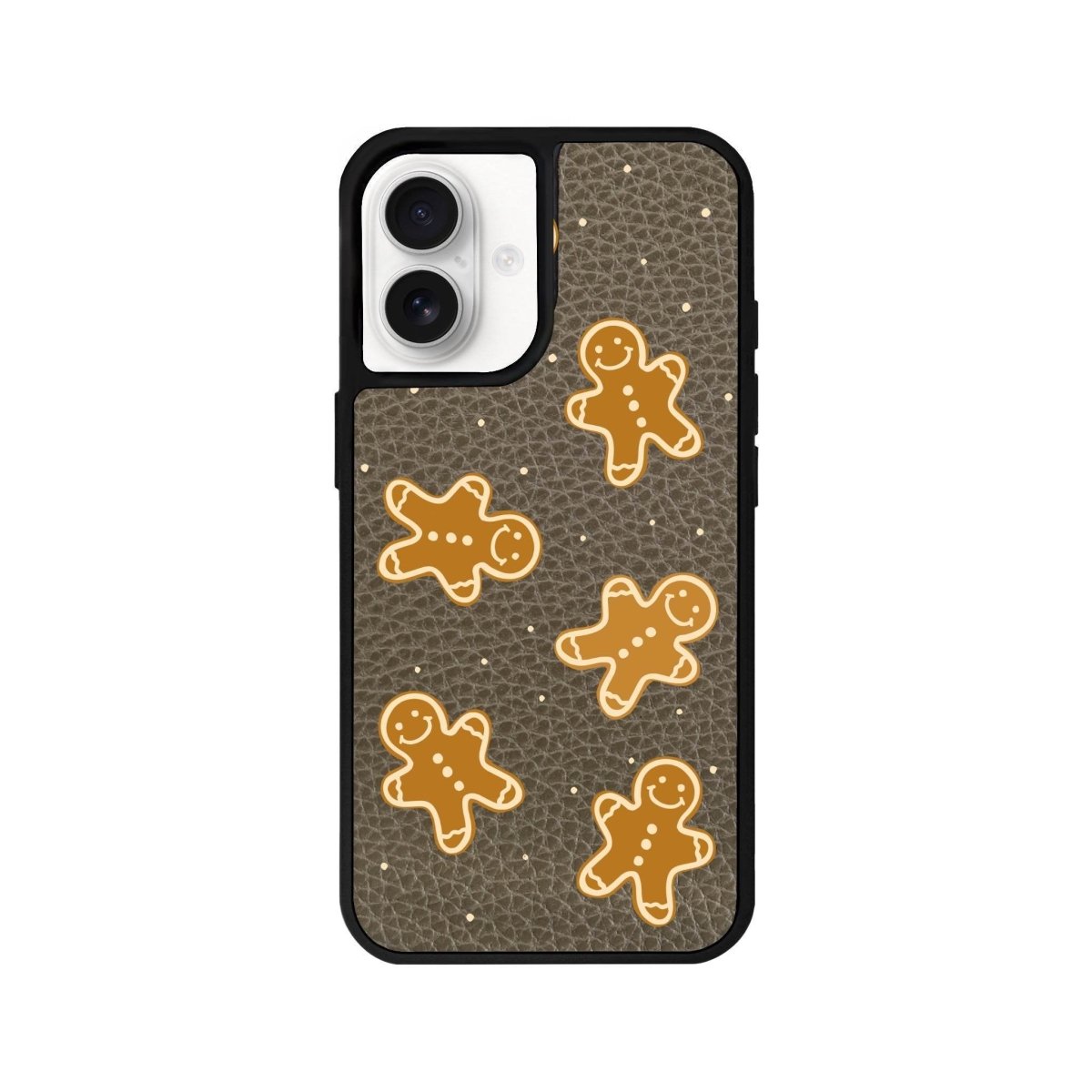 iPhone 16 Gingerbread Man Leather Vegan Deri Telefon Kılıfı Haki - SUMTHINCS