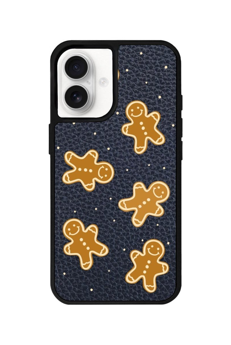 iPhone 16 Gingerbread Man Leather Vegan Deri Telefon Kılıfı Pasifik Mavi - SUMTHINCS