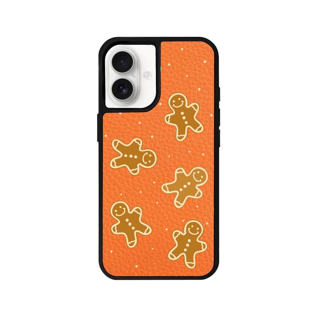 iPhone 16 Gingerbread Man Leather Vegan Deri Telefon Kılıfı Turuncu - SUMTHINCS