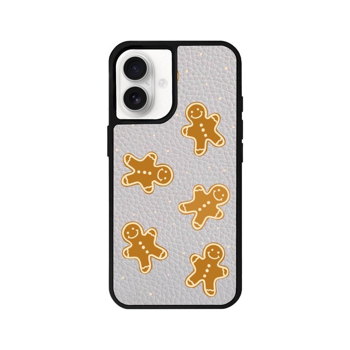 iPhone 16 Gingerbread Man Leather Vegan Deri Telefon Kılıfı Gri - SUMTHINCS