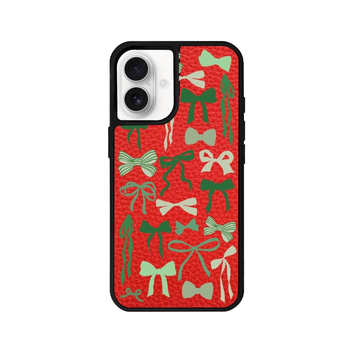 iPhone 16 Green Garland Leather Vegan Deri Telefon Kılıfı Kırmızı - SUMTHINCS
