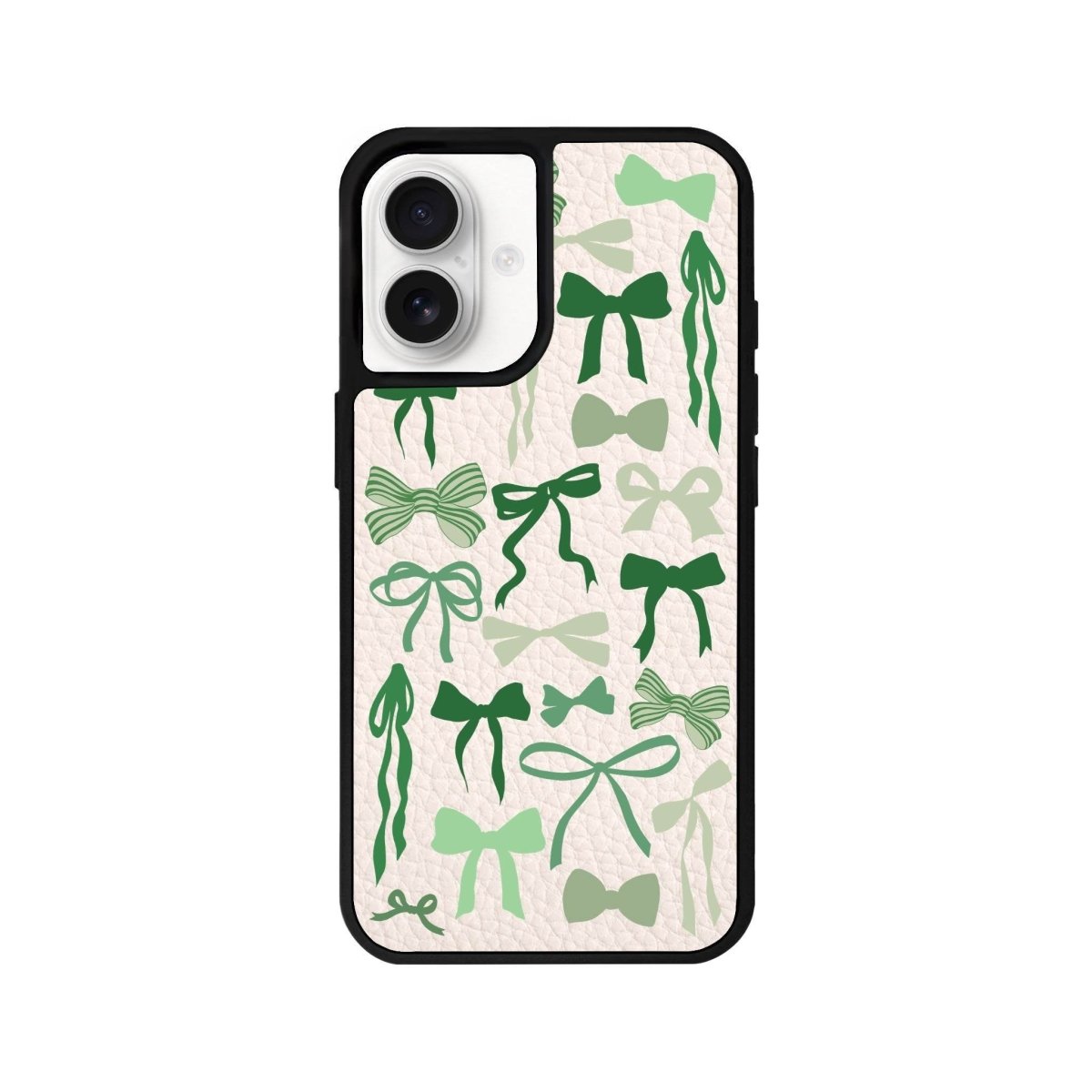 iPhone 16 Green Garland Leather Vegan Deri Telefon Kılıfı Bej - SUMTHINCS
