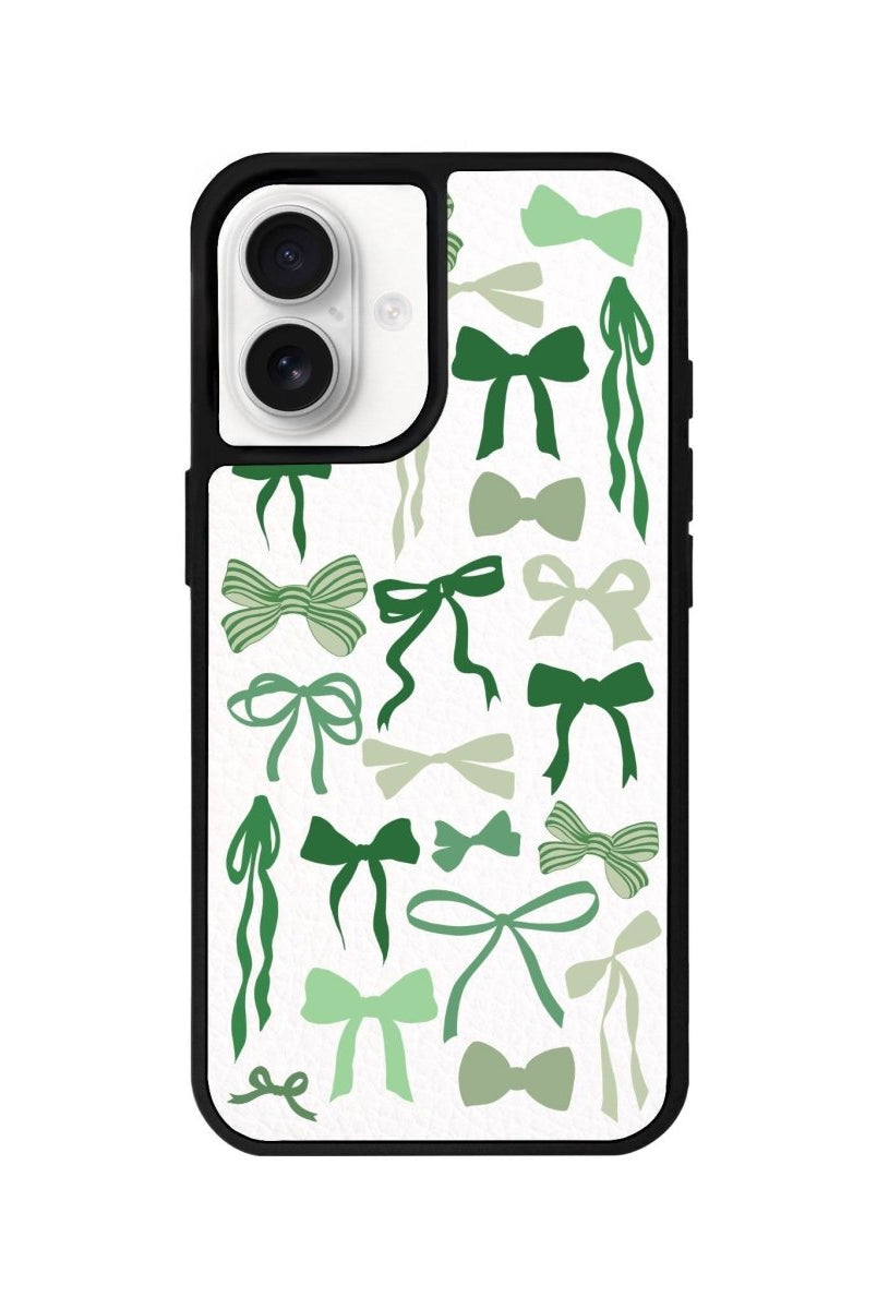 iPhone 16 Green Garland Leather Vegan Deri Telefon Kılıfı Beyaz - SUMTHINCS