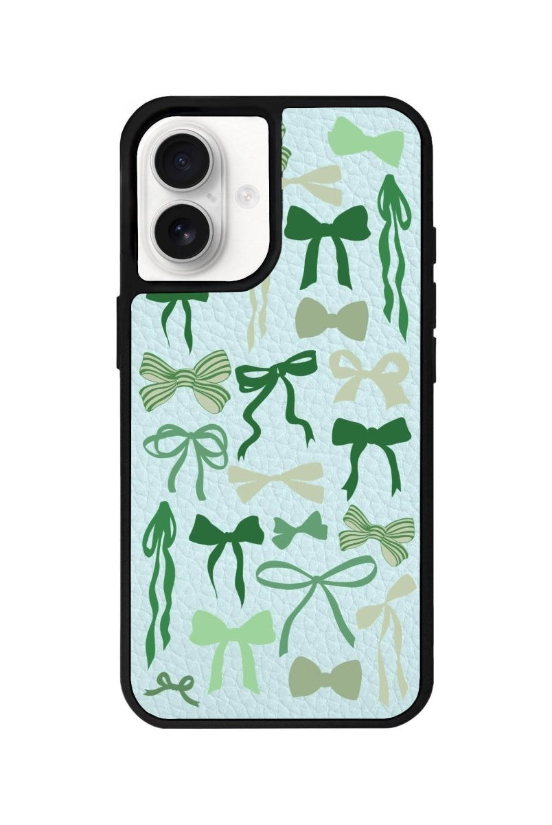 iPhone 16 Green Garland Leather Vegan Deri Telefon Kılıfı Açık Mavi - SUMTHINCS