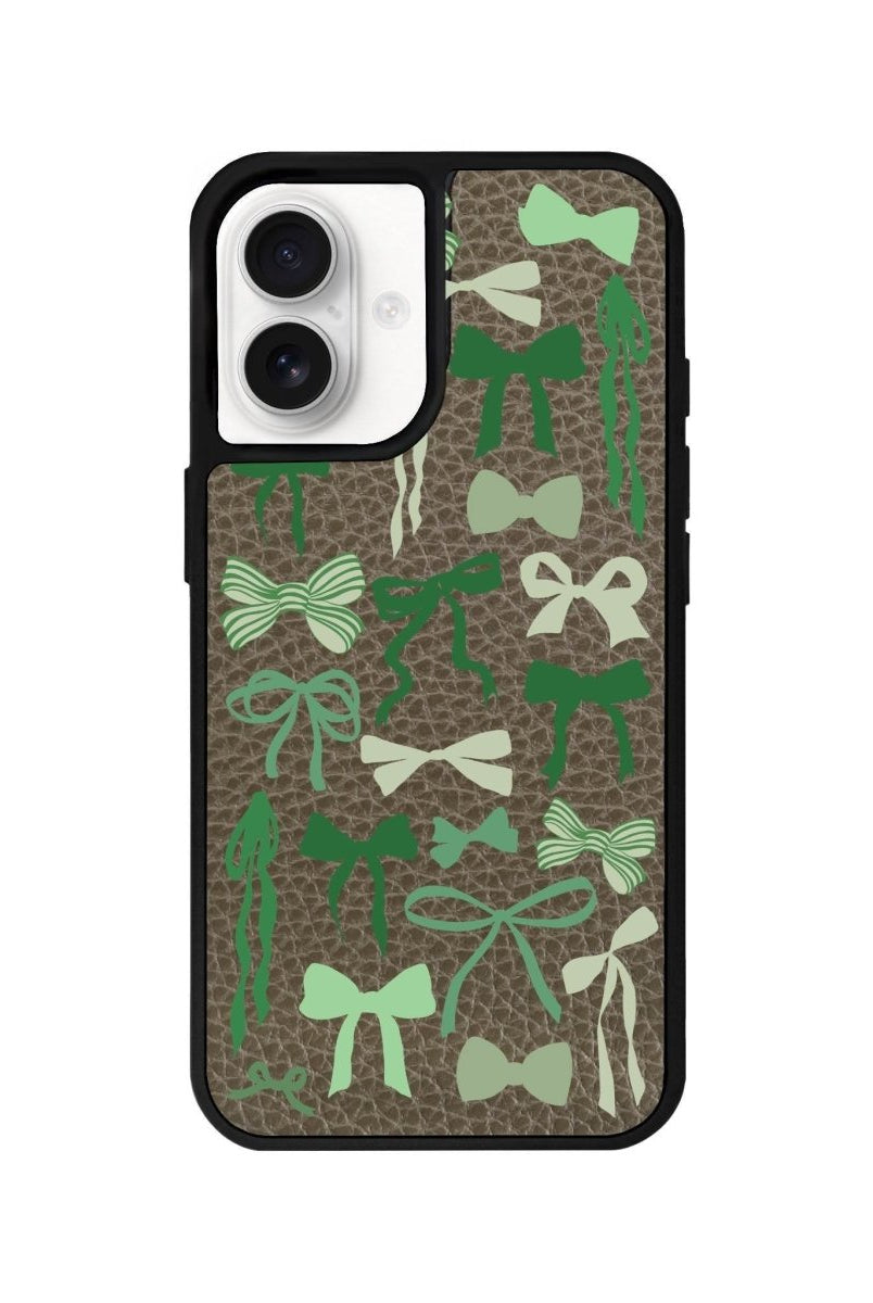 iPhone 16 Green Garland Leather Vegan Deri Telefon Kılıfı Haki - SUMTHINCS