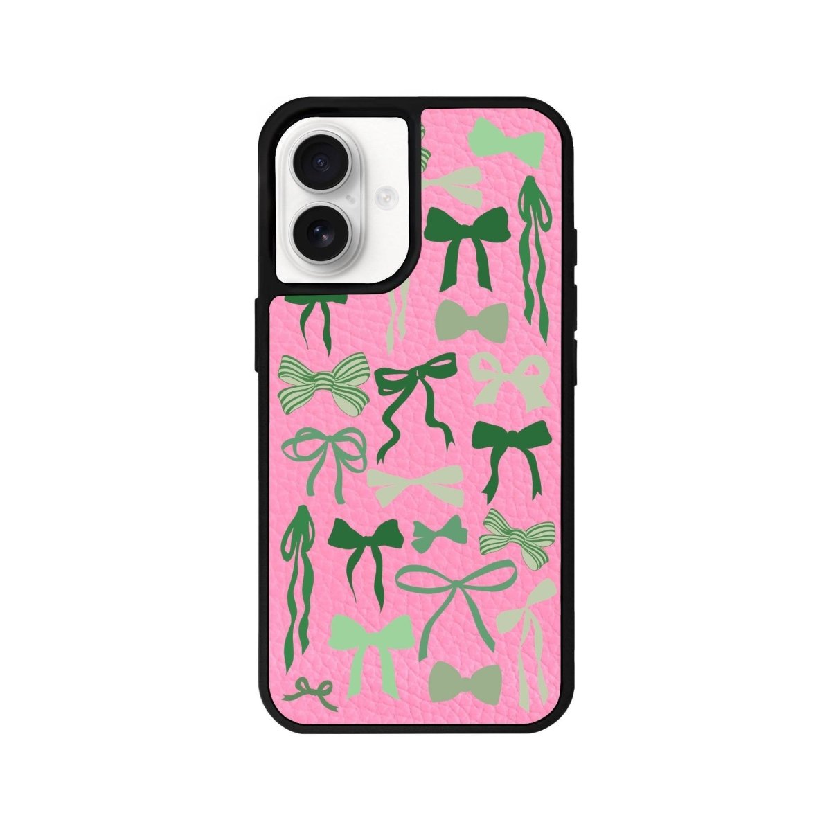 iPhone 16 Green Garland Leather Vegan Deri Telefon Kılıfı Pembe - SUMTHINCS