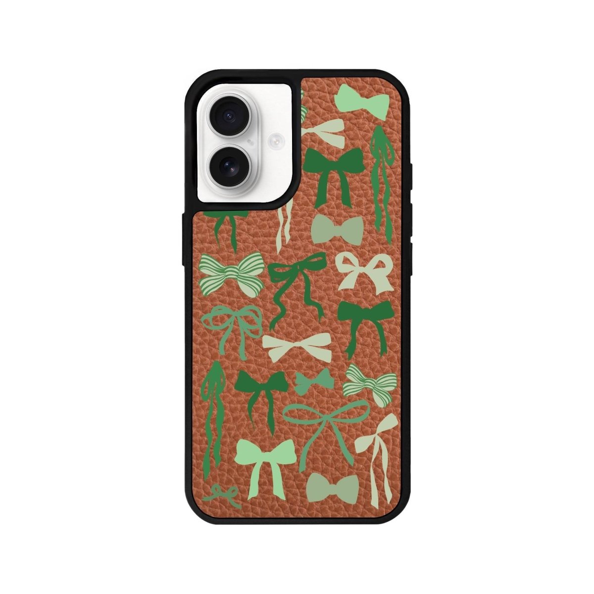 iPhone 16 Green Garland Leather Vegan Deri Telefon Kılıfı Kahverengi - SUMTHINCS