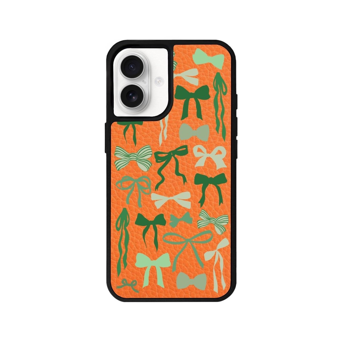 iPhone 16 Green Garland Leather Vegan Deri Telefon Kılıfı Turuncu - SUMTHINCS