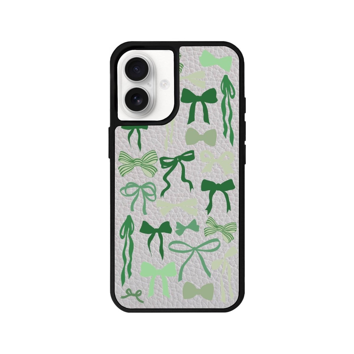 iPhone 16 Green Garland Leather Vegan Deri Telefon Kılıfı Gri - SUMTHINCS