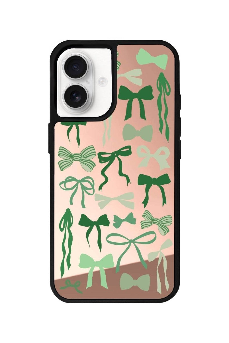 iPhone 16 Green Garland Mirror Aynalı Telefon Kılıfı Metalik Pembe - SUMTHINCS