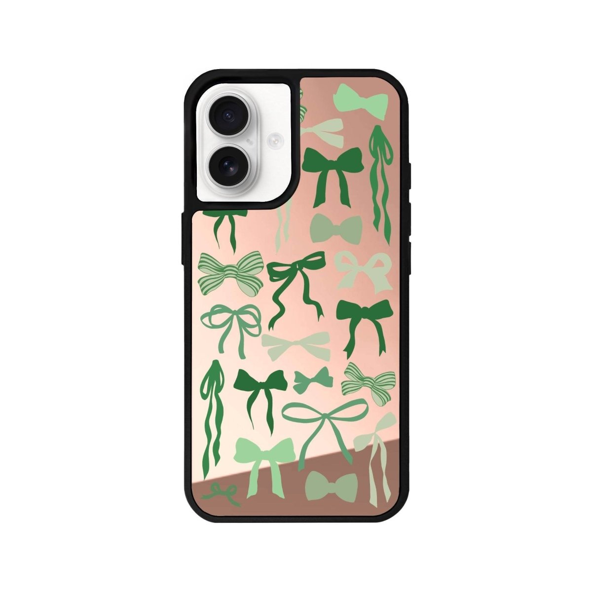iPhone 16 Green Garland Mirror Aynalı Telefon Kılıfı Metalik Pembe - SUMTHINCS