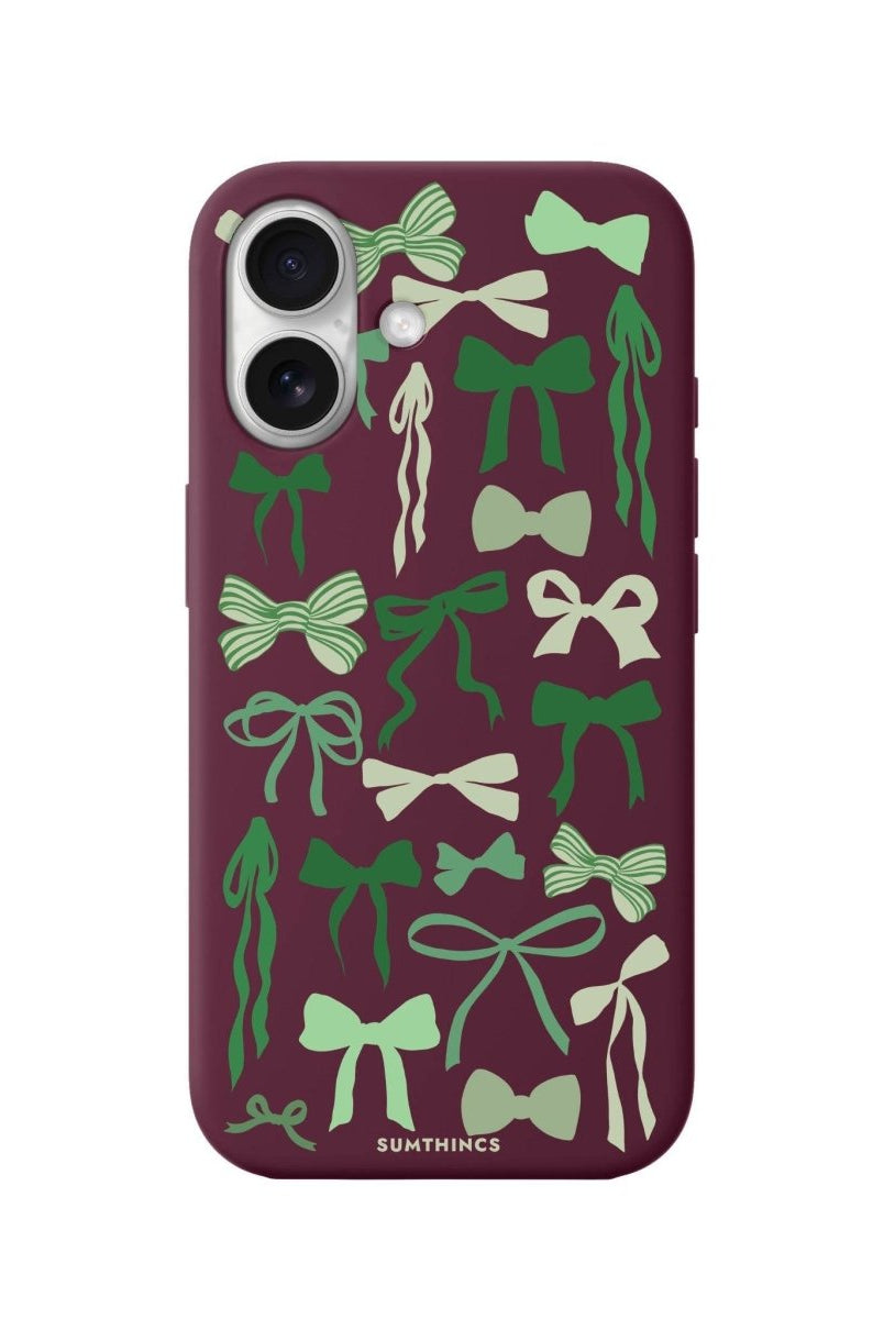 iPhone 16 Green Garland Premium Telefon Kılıfı Bordo - SUMTHINCS