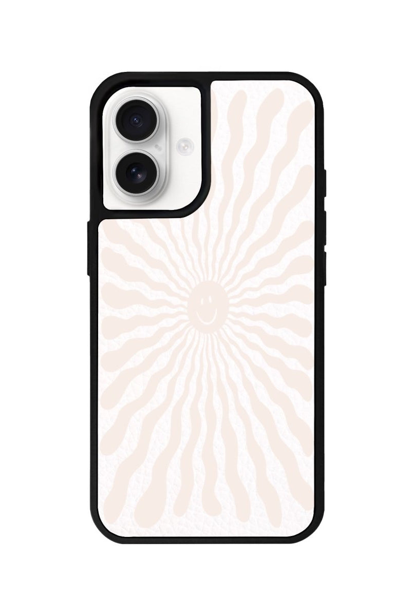 iPhone 16 Happy Little Sun Leather Vegan Deri Telefon Kılıfı Beyaz - SUMTHINCS