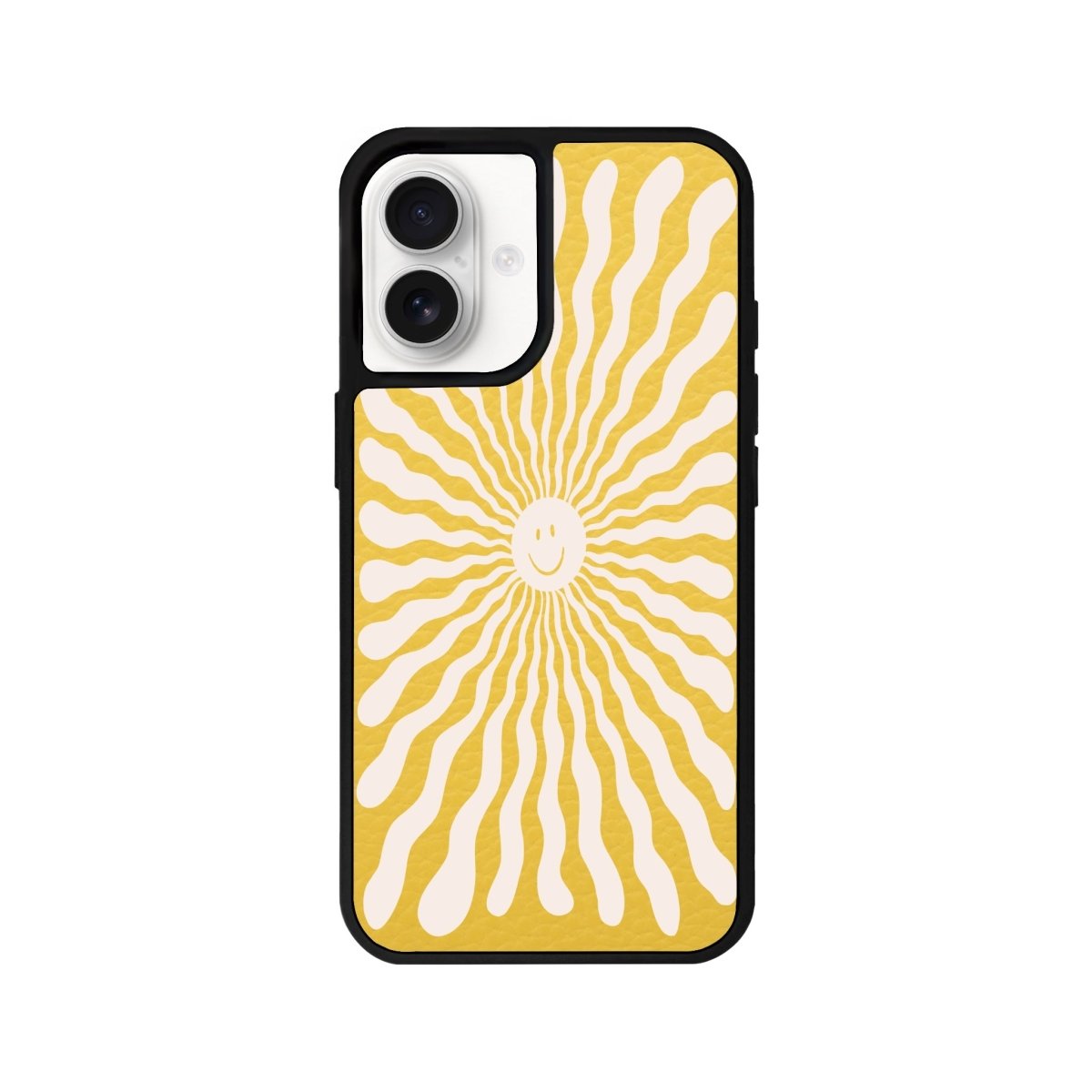iPhone 16 Happy Little Sun Leather Vegan Deri Telefon Kılıfı Sarı - SUMTHINCS