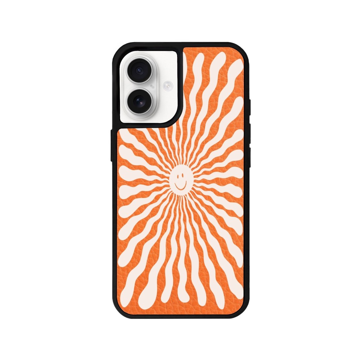 iPhone 16 Happy Little Sun Leather Vegan Deri Telefon Kılıfı Turuncu - SUMTHINCS