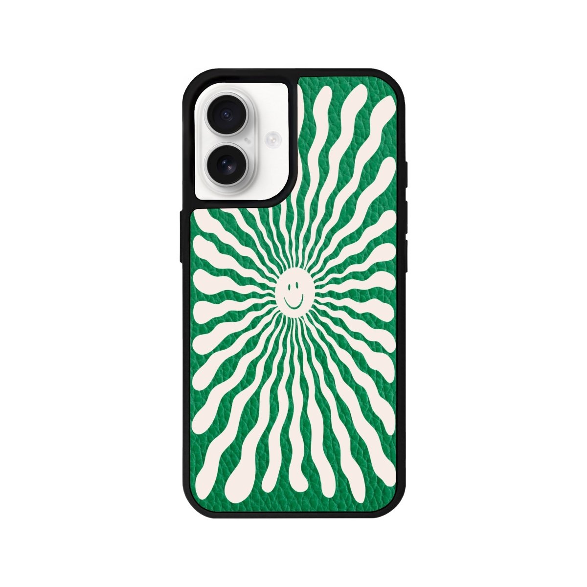iPhone 16 Happy Little Sun Leather Vegan Deri Telefon Kılıfı Yeşil - SUMTHINCS