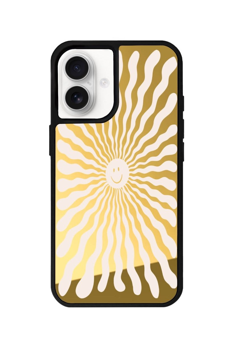 iPhone 16 Happy Little Sun Mirror Aynalı Telefon Kılıfı Altın - SUMTHINCS