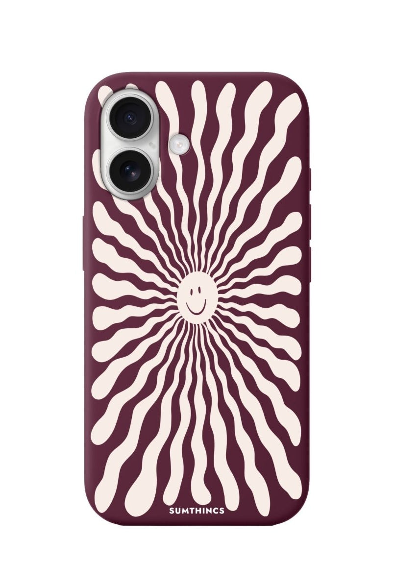 iPhone 16 Happy Little Sun Premium Telefon Kılıfı Bordo - SUMTHINCS