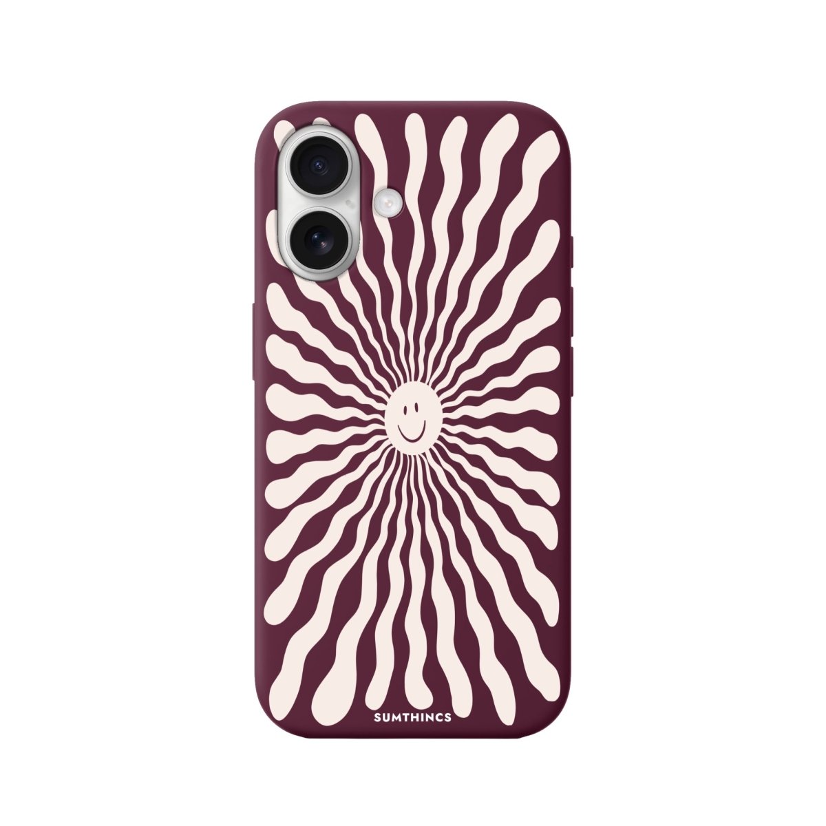 iPhone 16 Happy Little Sun Premium Telefon Kılıfı Bordo - SUMTHINCS