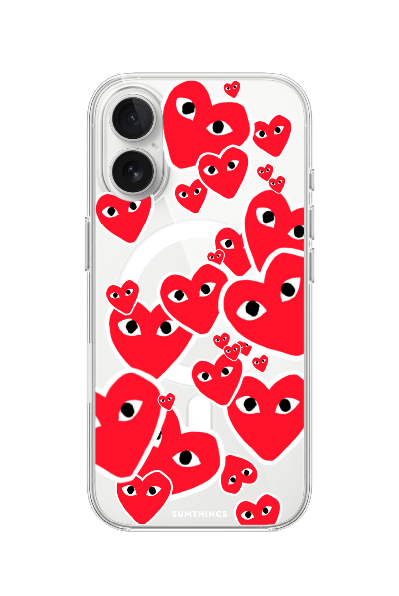 iPhone 16 Hearts Clear Magsafe Şeffaf Telefon Kılıfı - SUMTHINCS