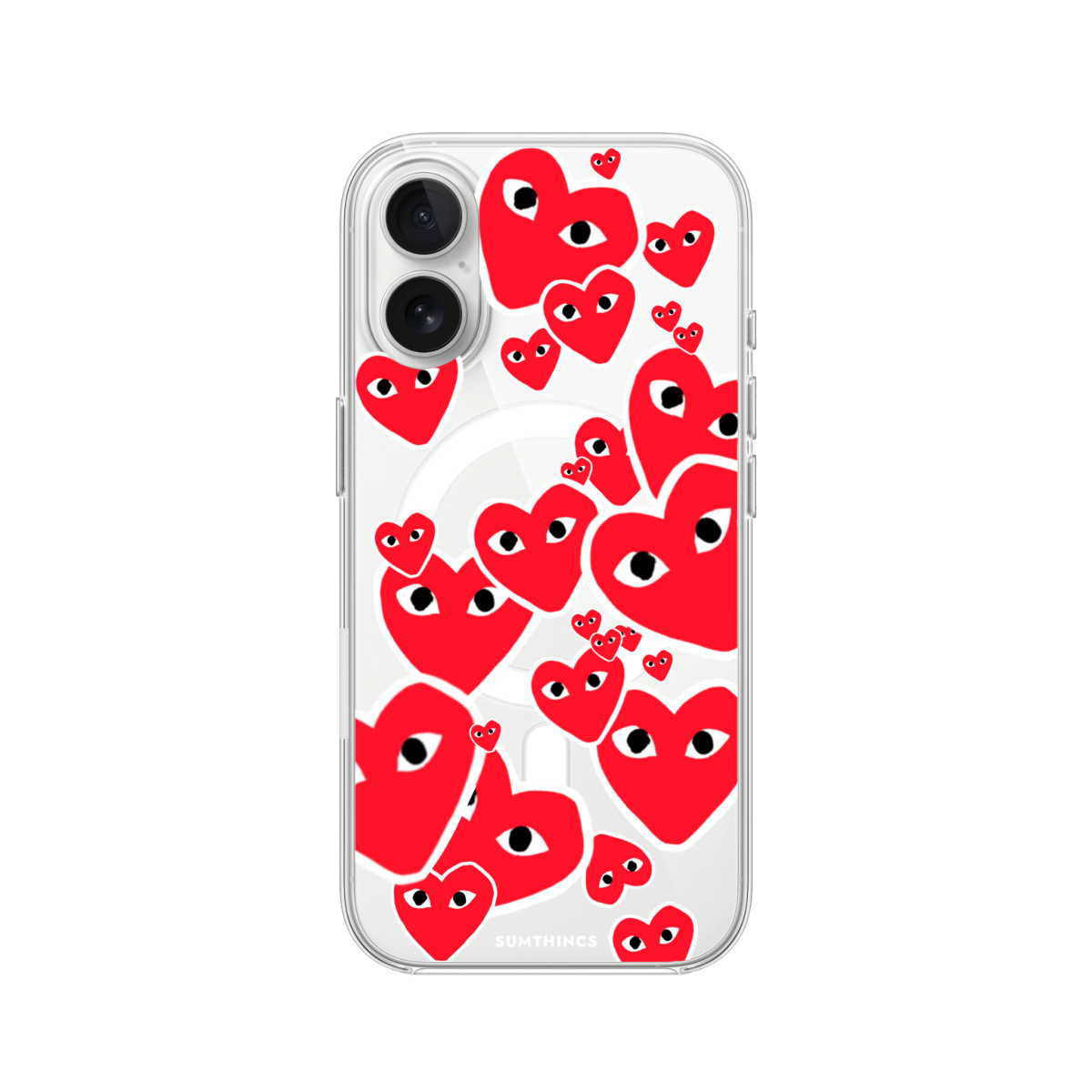 iPhone 16 Hearts Clear Magsafe Şeffaf Telefon Kılıfı - SUMTHINCS