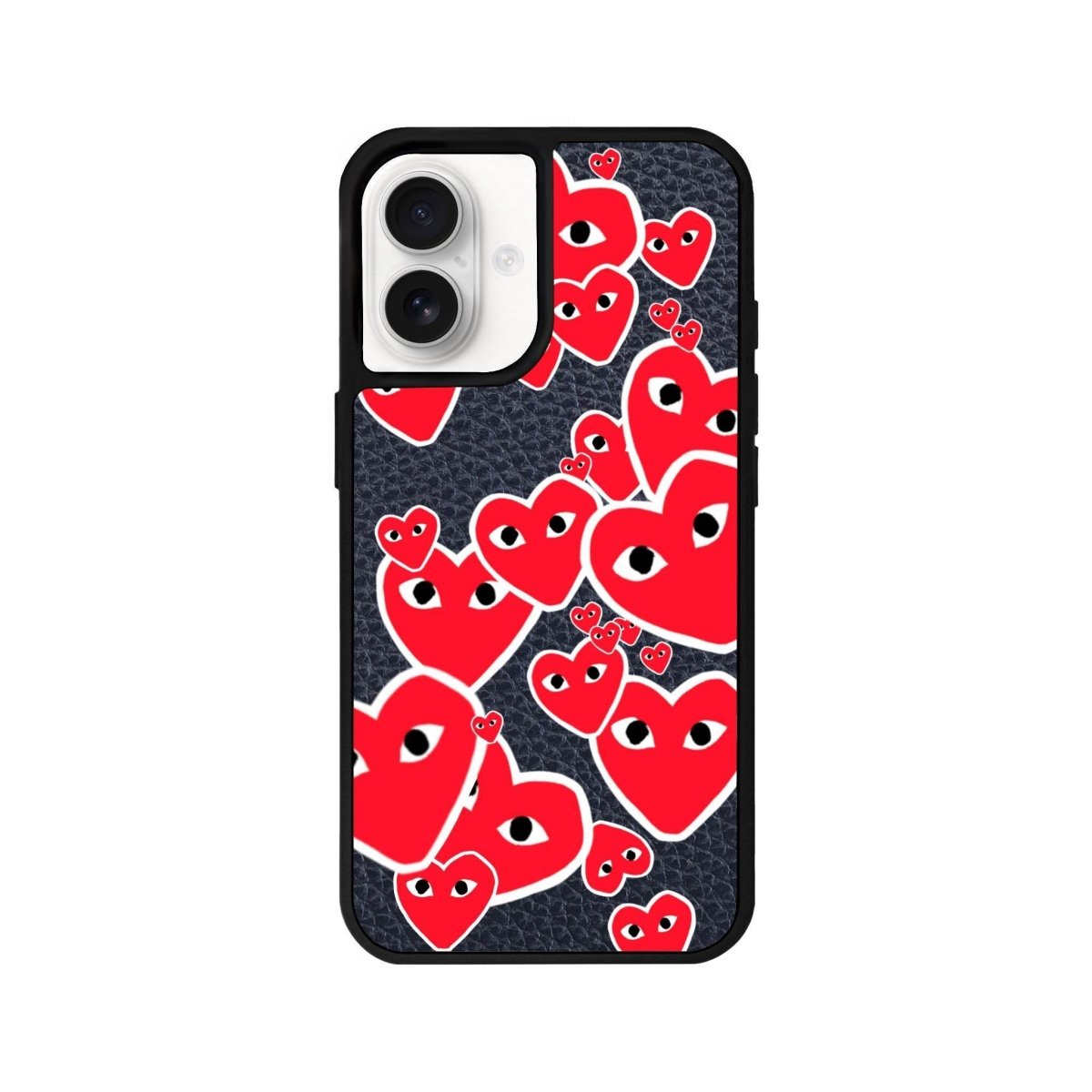 iPhone 16 Hearts Leather Vegan Deri Telefon Kılıfı Pasifik Mavi - SUMTHINCS