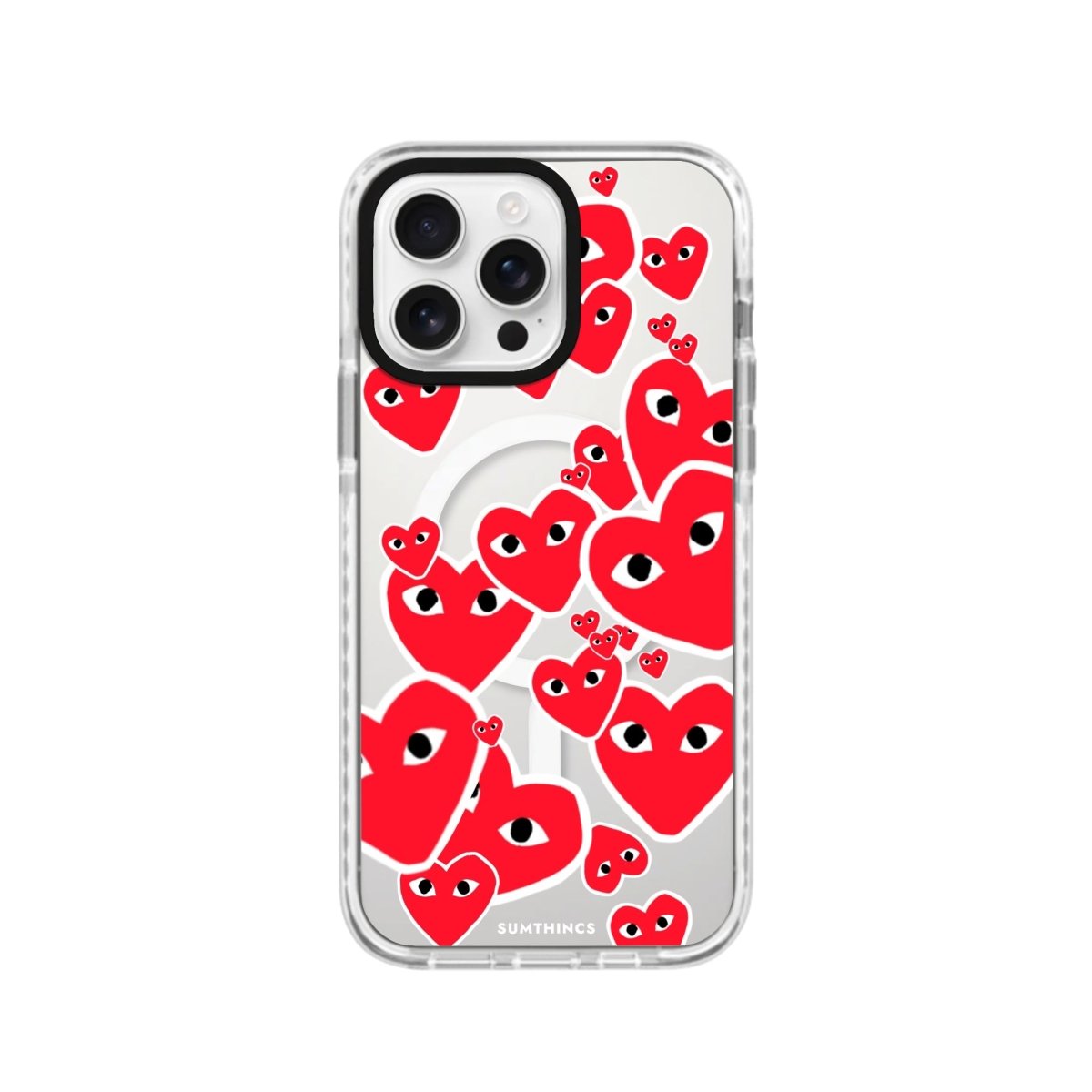 iPhone 16 Hearts Magsafe Procase Şeffaf Telefon Kılıfı Beyaz Şeffaf - SUMTHINCS