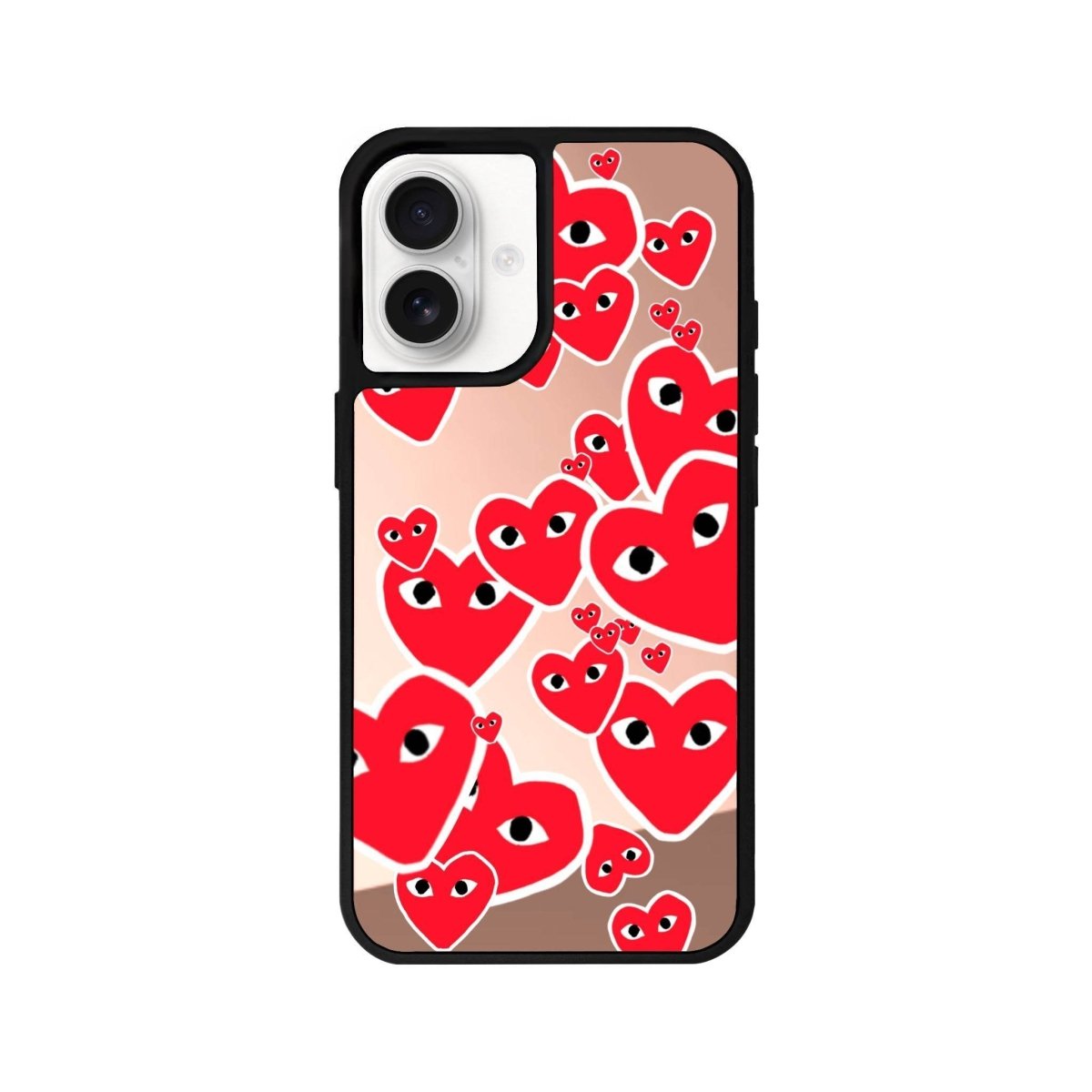 iPhone 16 Hearts Mirror Aynalı Telefon Kılıfı Metalik Pembe - SUMTHINCS
