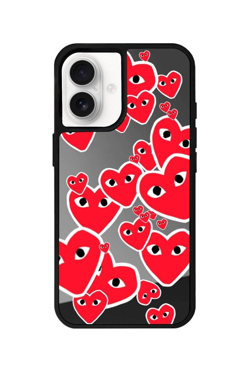 iPhone 16 Hearts Mirror Aynalı Telefon Kılıfı Antrasit - SUMTHINCS