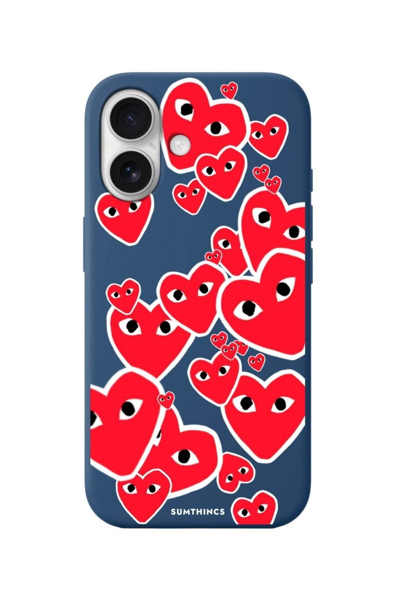 iPhone 16 Hearts Premium Telefon Kılıfı Pasifik Mavi - SUMTHINCS