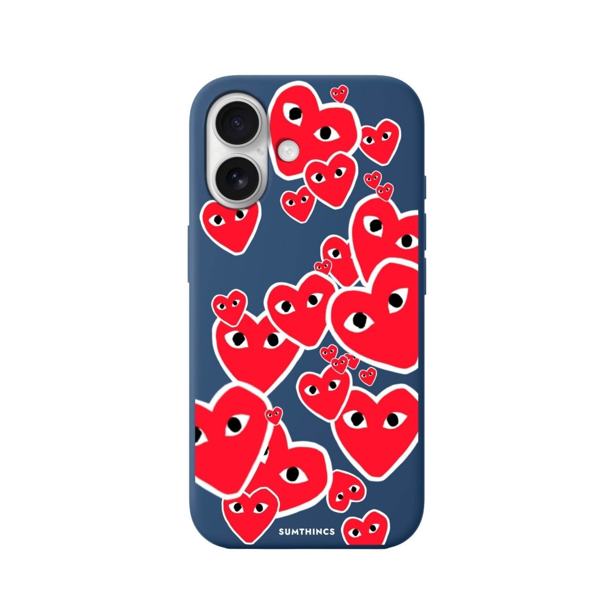 iPhone 16 Hearts Premium Telefon Kılıfı Pasifik Mavi - SUMTHINCS