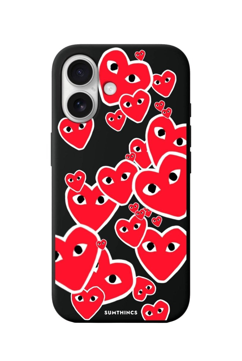 iPhone 16 Hearts Premium Telefon Kılıfı Siyah - SUMTHINCS