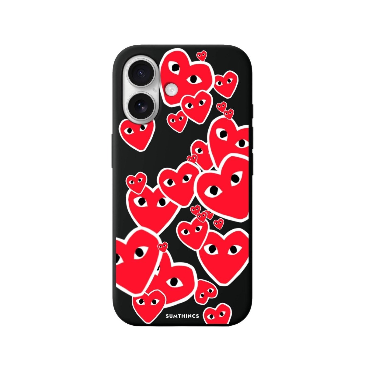 iPhone 16 Hearts Premium Telefon Kılıfı Siyah - SUMTHINCS
