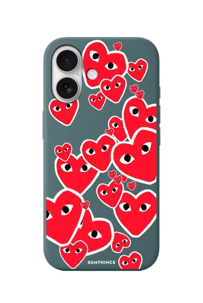 iPhone 16 Hearts Premium Telefon Kılıfı Kaktüs Yeşili - SUMTHINCS