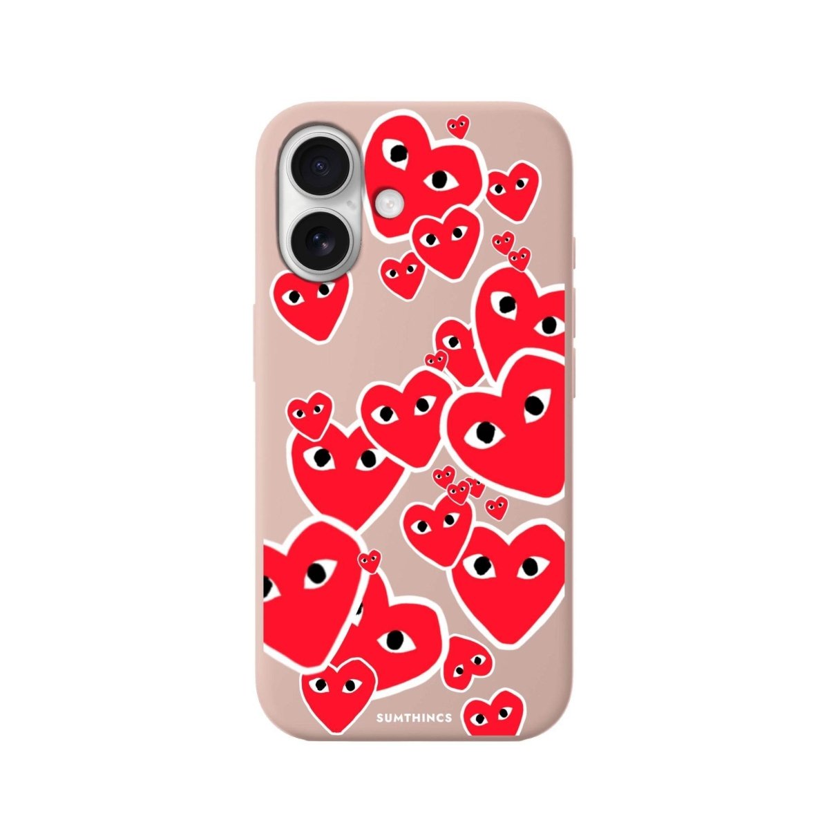 iPhone 16 Hearts Premium Telefon Kılıfı Bej - SUMTHINCS
